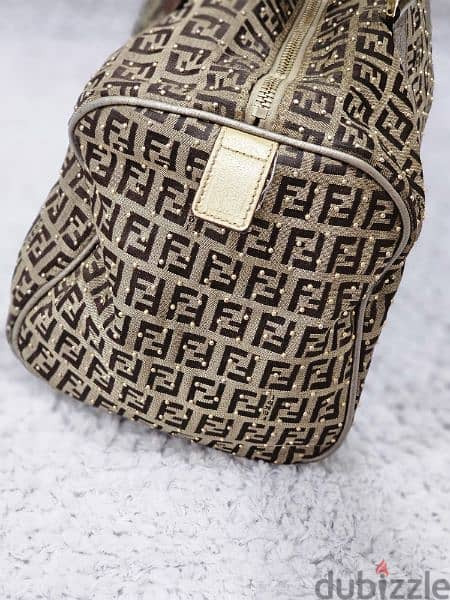 Fendi Studded Zucchino Boston Bag w/ Tags 19