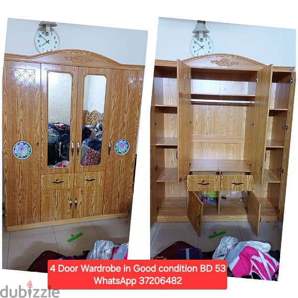 4 Door wooden wardrobe and other items for sale 2