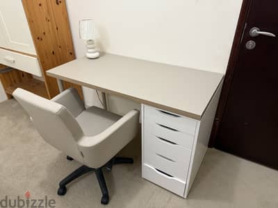 IKEA Desk Table & Luxury Leather Office Chair