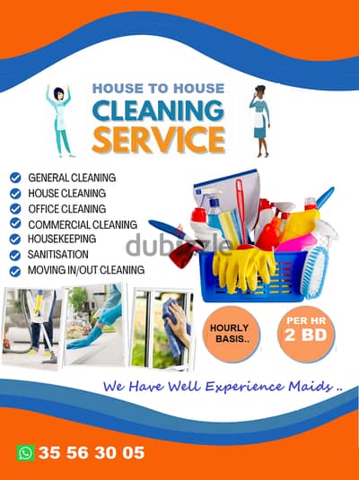 HOUSE TO HOUSE CLEANING . PER HOUR BASIS