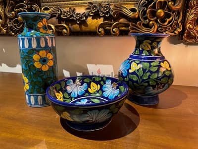 Jaipur Blue Pottery Set of 3– Handmade Artisan Artworks, collectables