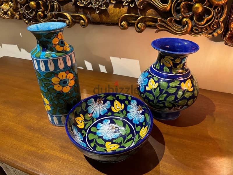 Jaipur Blue Pottery Set of 3– Handmade Artisan Artworks, collectables 1