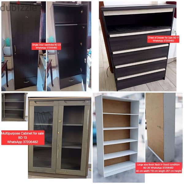 Single Door wardrobe and other items for sale with Delivery 0