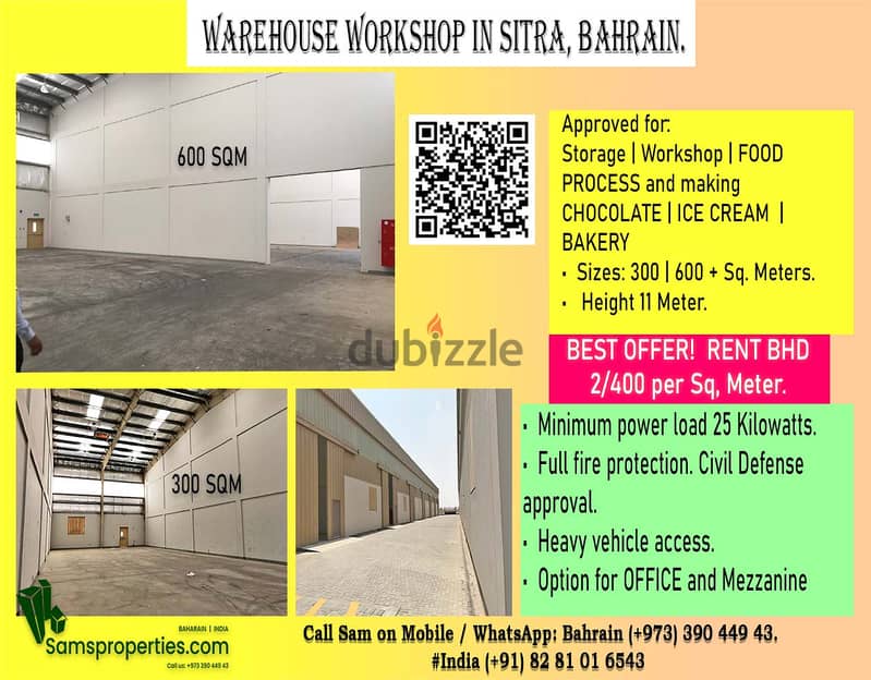 For rent warehouses, workshops and factories in Bahrain. From 120 sqm 5