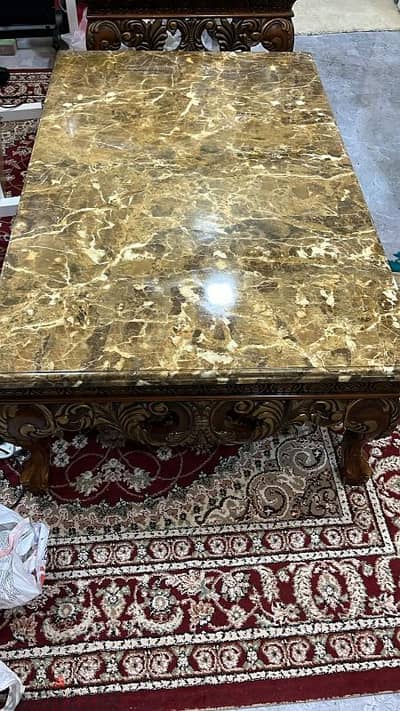 Marble Table Set For Sale In Good Condition, Size (140/90CM) (80/80CM)