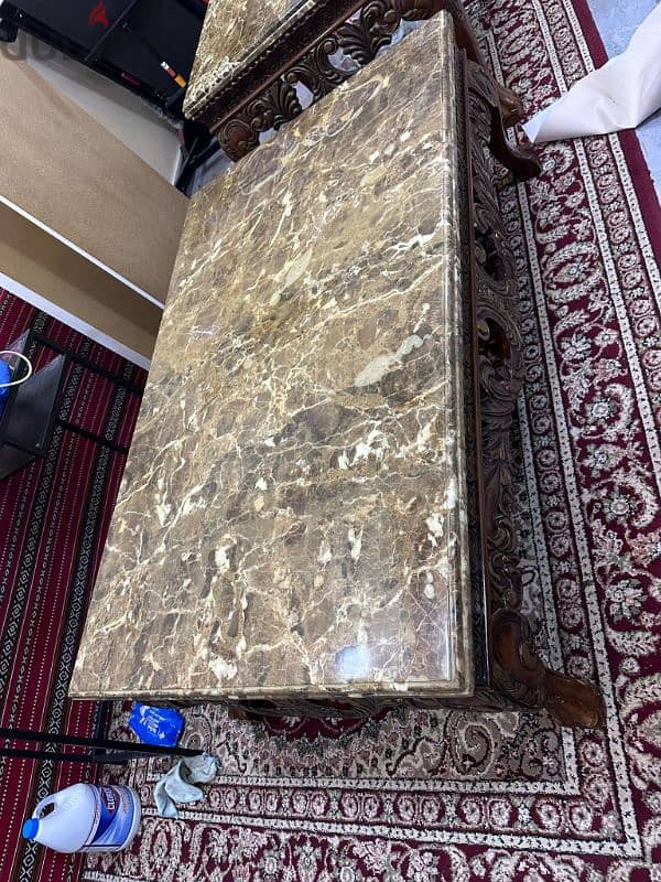 Marble Table Set For Sale In Good Condition, Size (140/90CM) (80/80CM) 1