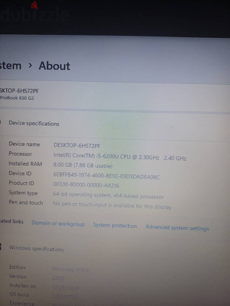 I am sale my laptop hp core i5 6th generation ram 8gb ssd 256 gb shar 6