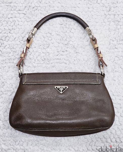 Prada Brown Vitello Daino Leather Pochette Shoulder Bag 1