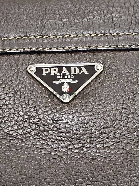 Prada Brown Vitello Daino Leather Pochette Shoulder Bag 2