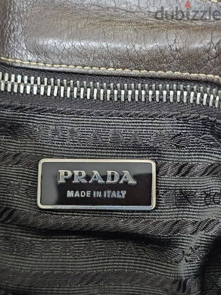 Prada Brown Vitello Daino Leather Pochette Shoulder Bag 6