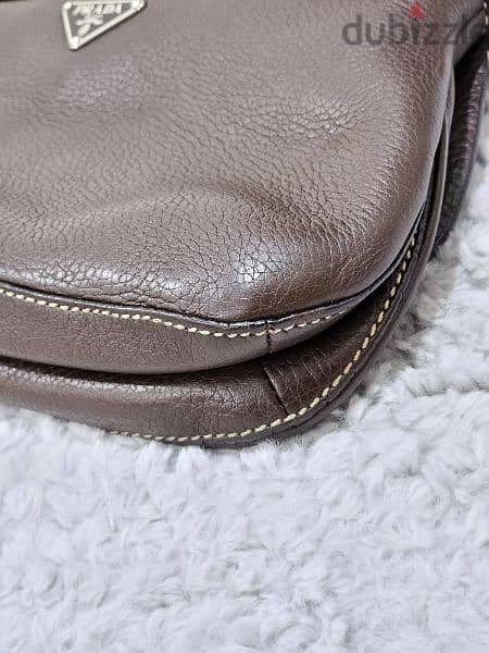 Prada Brown Vitello Daino Leather Pochette Shoulder Bag 14