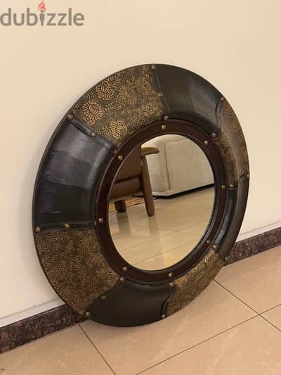 Leather Round Mirror