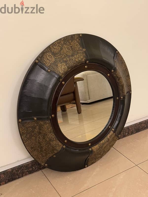 Leather Round Mirror 0