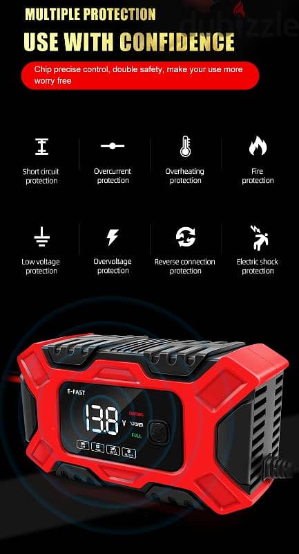 TK-300 Digital Smart Battery Charger Display Motorcycle & Car 8