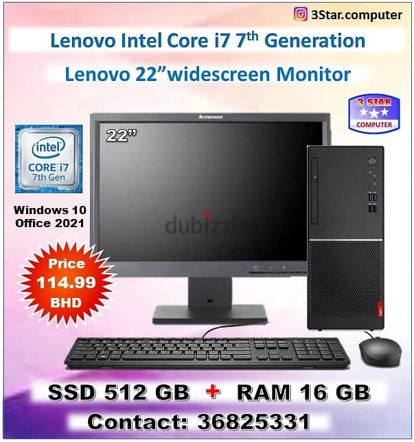 Lenovo Core i7 3.6Ghz (8CPUs) 7th Generation 16GB RAM 512GB SSD M. 2 2 0