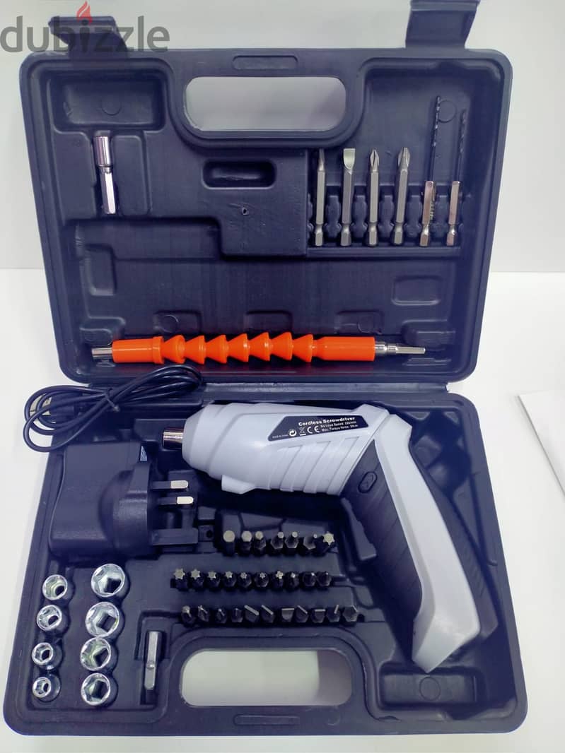 47 Pcs Portable Rechargeable Cordless Screwdriver Set 0