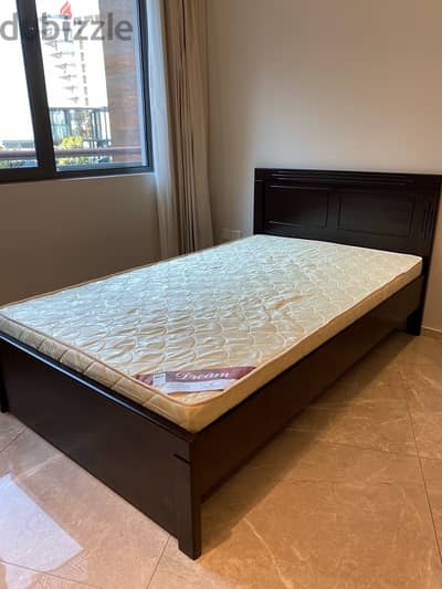 Wooden Bed Like New with Mattress