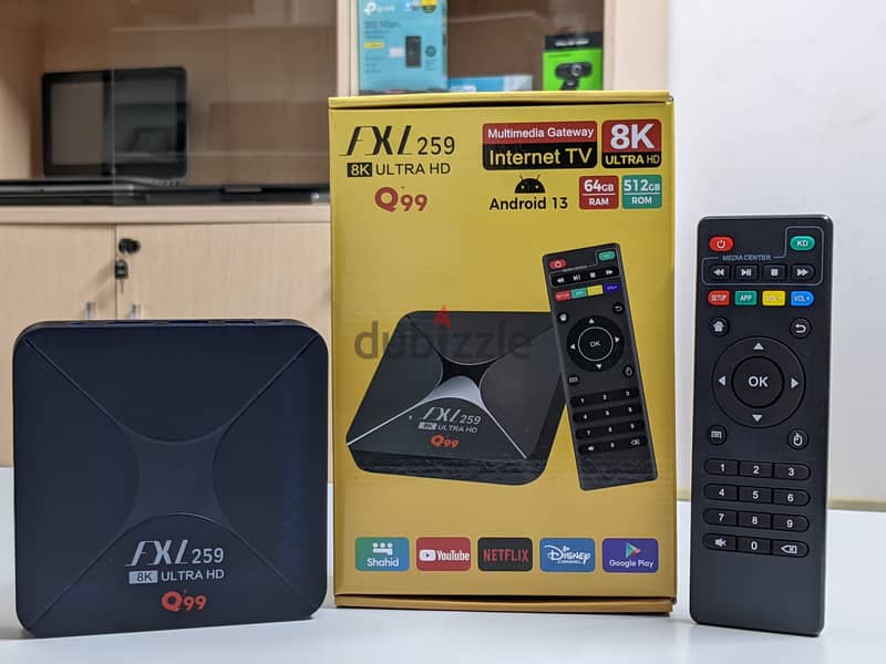 FXL Smart 8K TV Box / Android 13 / 64GB Ram+512GB Storage+Miracast / 2