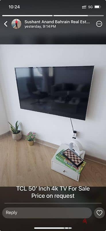 FOR SALE TCL 50 INCH TV 4K