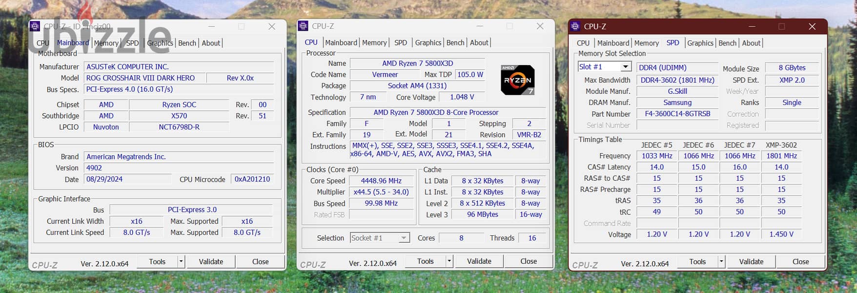 AMD Ryzen 7 5800X3D + Asus Crosshair VIII Dark Hero + DDR4-3600 RAM 0