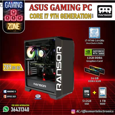 Asus Gaming Core i7 9th Generation Computer NVidia 12GB RTX Graphics