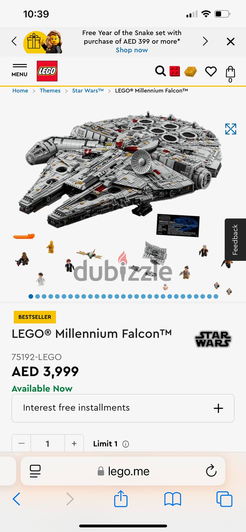 Lego Starwars Millennium Falcon 1