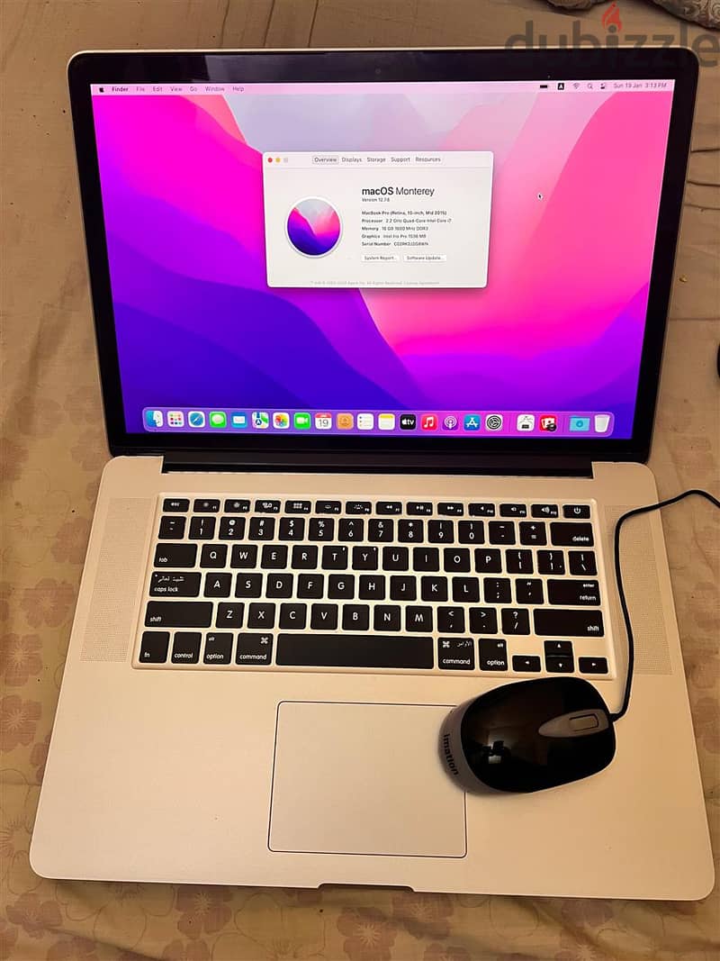 15.4 inches MacBook Pro intel i7 2.2GHz 16GB RAM 256GB SSD 0