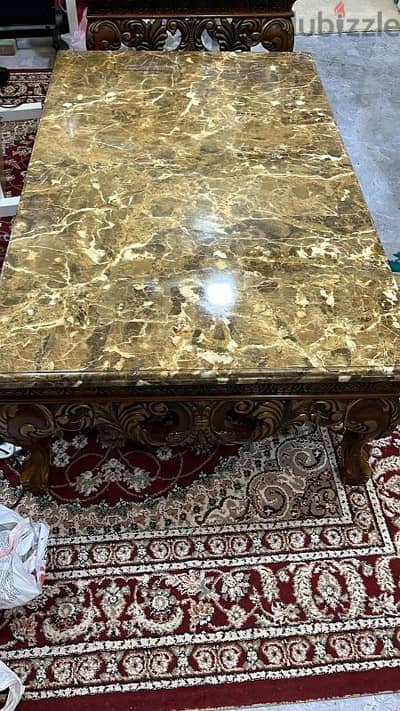 Marble Table Set For Sale In Good Condition Size (140/90CM) (80/80CM)