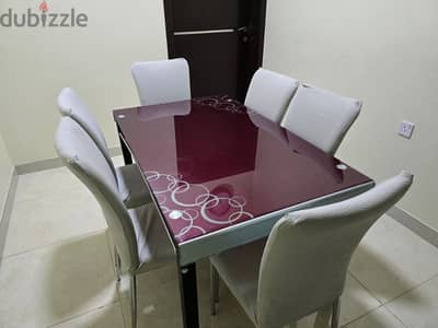 Dining Table with 6 chairs, Glass Top