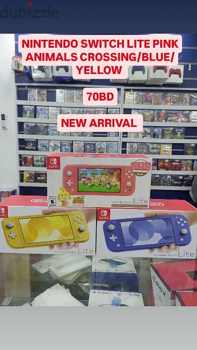 NINTENDO SWITCH LITE PINK ANIMALS CROSSING/BLUE/YELLOW