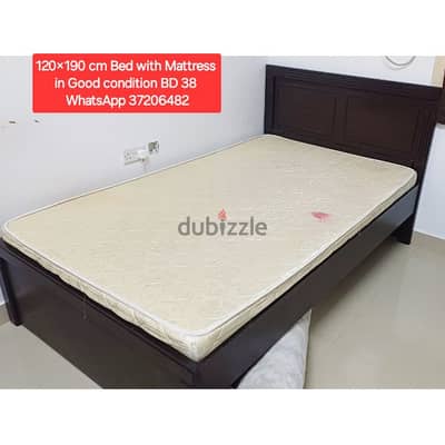 120×190 cm bed with mattress and other items for sale