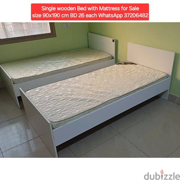 120×190 cm bed with mattress and other items for sale 1