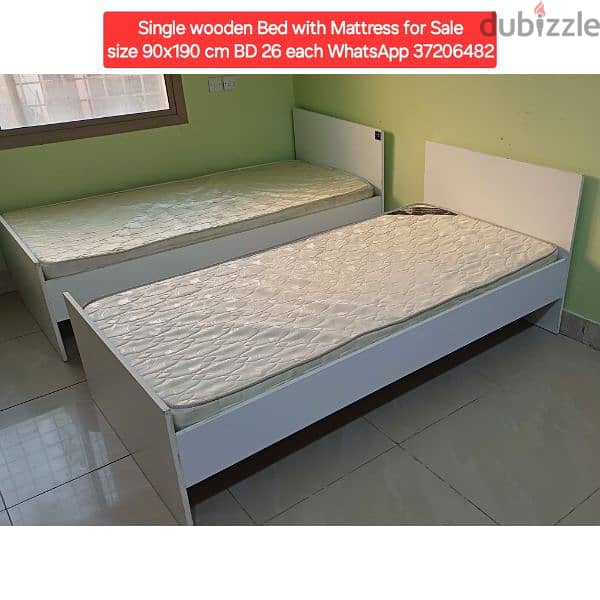 Queen size wooden bed with mattress and other items for sale 13