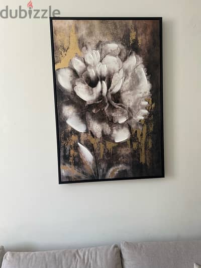 Painting Flower Gold and Grey