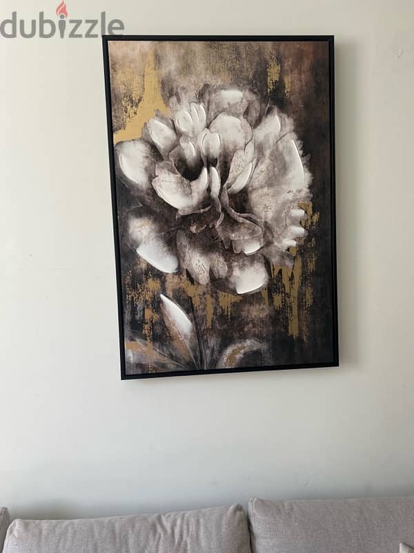 Painting Flower Gold and Grey 0