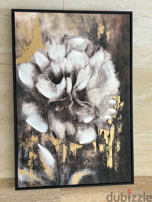 Painting Flower Gold and Grey 1