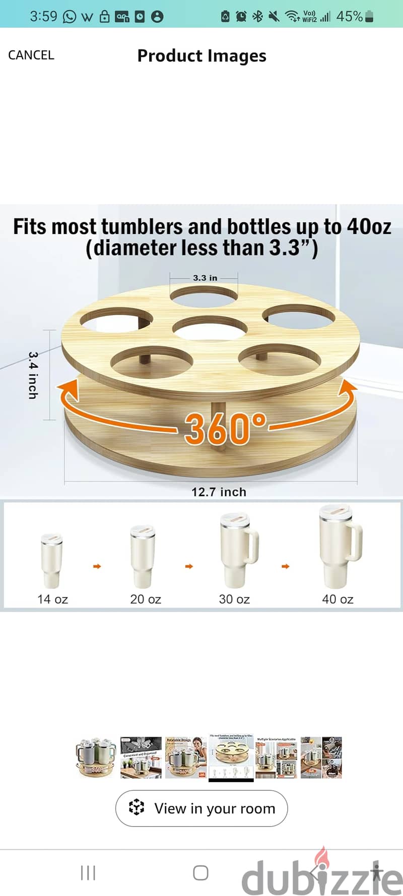 Multipurpose Organzier for water/wine bottles, wine glasses, tumblers 8