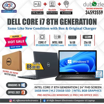 Special Offer DELL i7 8th Generation Laptop 16GB RAM 13.3" FHD Screen