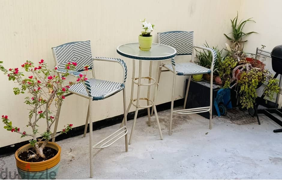 Elegant Woven Patio High Table & Chairs set for balcony & Outdoor 3