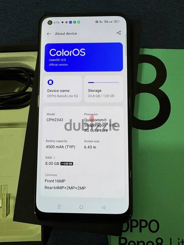 Oppo Reno8 Lite 5g AMOLED display like new 1