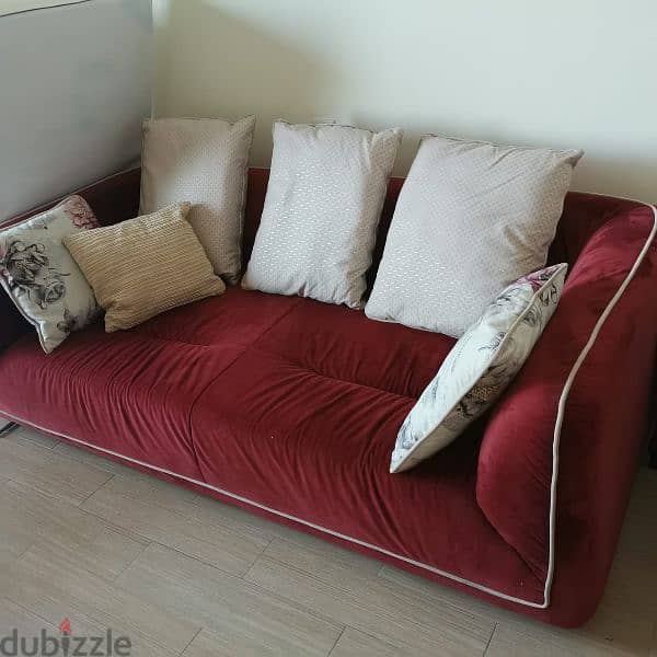 . . . Sofa seat red coolorطقم جلوس مخمل احمر كالجديد 4