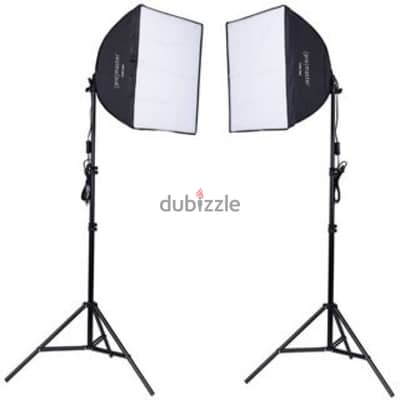 2 soft box studio camera lights with triipods