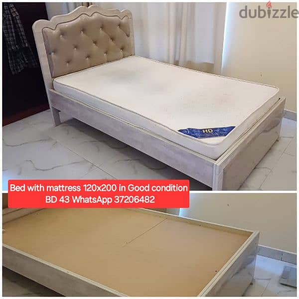 120×200 cm Bed with Mattress and other items for sale with Delivery 1