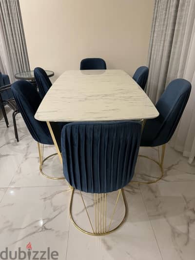 FOR SALE: Dining Table with Porcelain Countertop & 6 Chairs