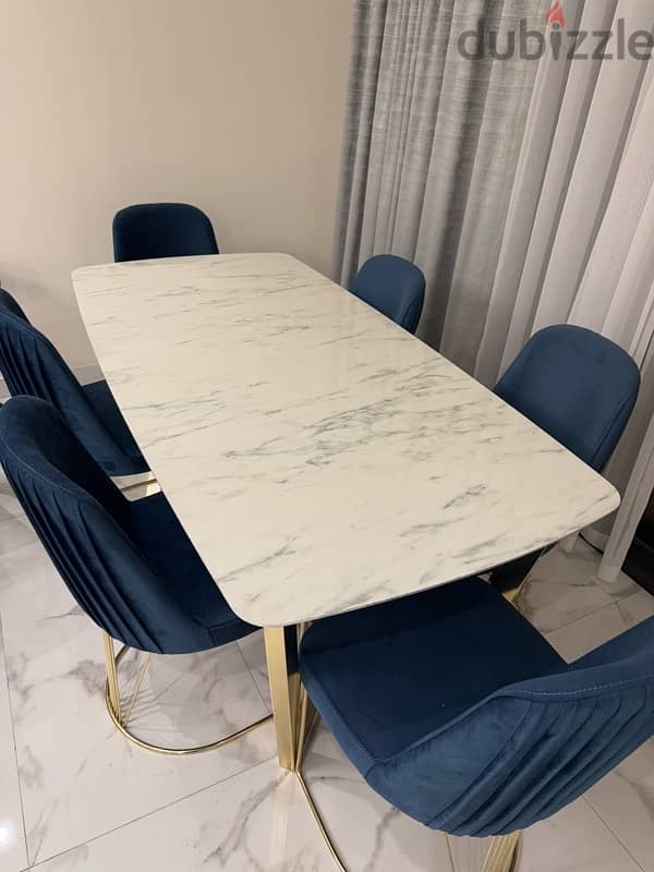 FOR SALE: Dining Table with Porcelain Countertop & 6 Chairs 1