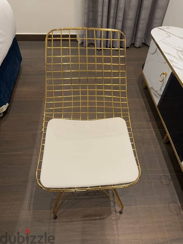 For Sale: Gold Metal Mesh Designer Chair 1