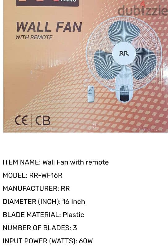 RR wall fan with remote 0