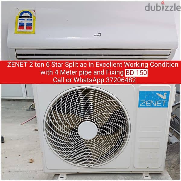 ZENET 2 ton split ac and other items for sale with fixing 0