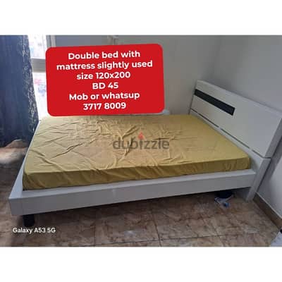 Double bed with mattress and other household items for sale