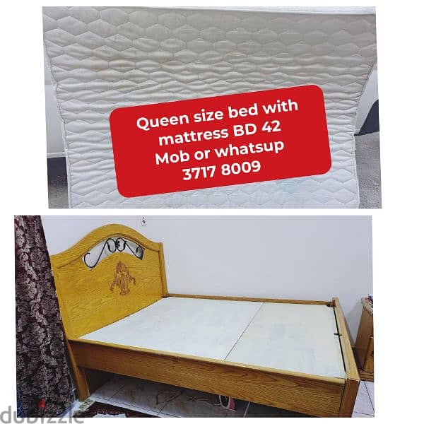 Double bed with mattress and other household items for sale 3